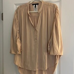 BCBGMaxAzria Light Tan Satin  Blouse Sz XS/S